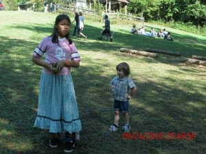 Bob and his friend from Oklahoma. She is a member of the Absentee Shawnee Tribe. He loved dancing with her and other members of the tribe. They all remembered him. 